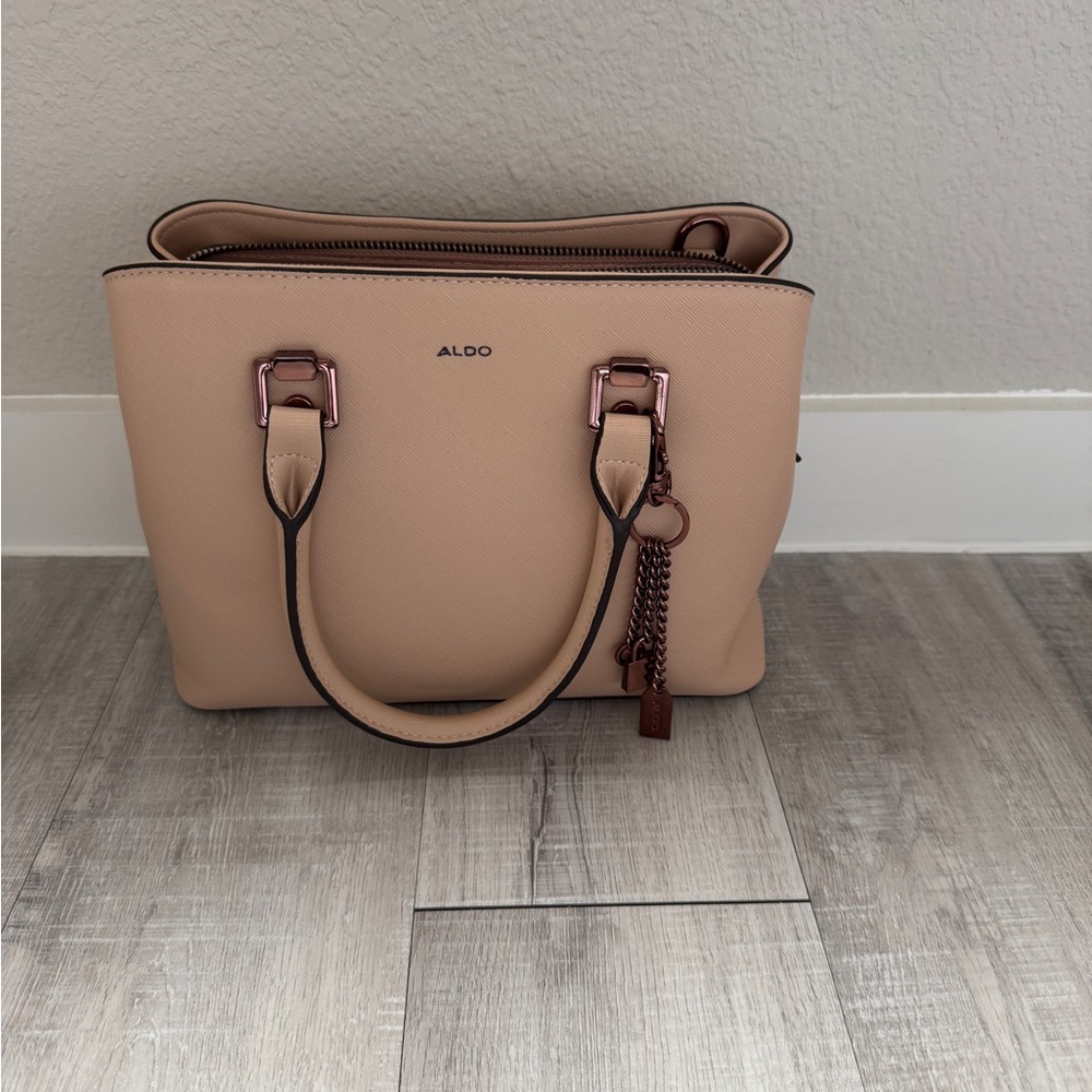ALDO Blush Beige Satchel with Rose-Gold Hardware